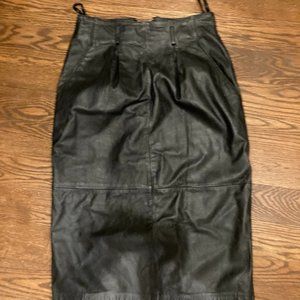 Women's black leather skirt